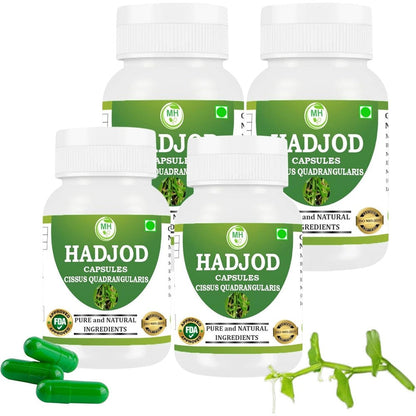 Morsan Healthcare Hadjod Cissus Quadrangularis 4 pack front view showcasing bone and joint support labels.