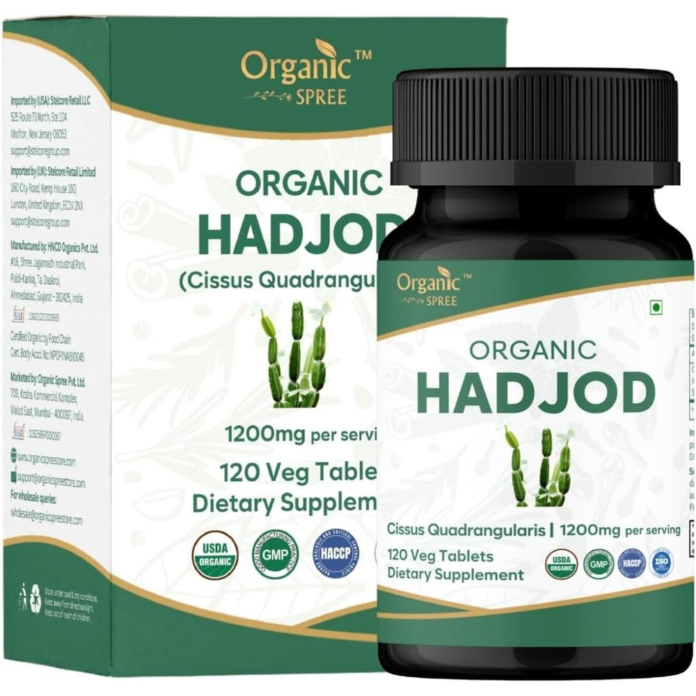 Organic Spree Hadjod 120 tablets front view showing USDA Organic certification label