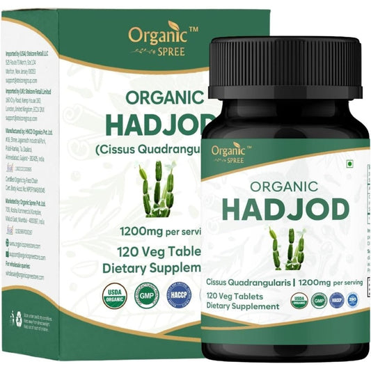 Organic Spree Hadjod 120 tablets front view showing USDA Organic certification label