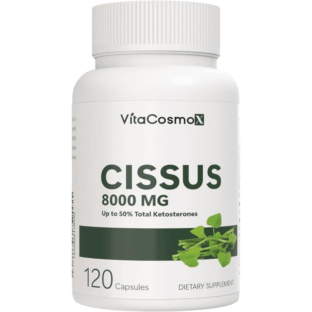 VitaCosmoX Cissus Quadrangularis Extract 8000mg bottle front view joint health supplement