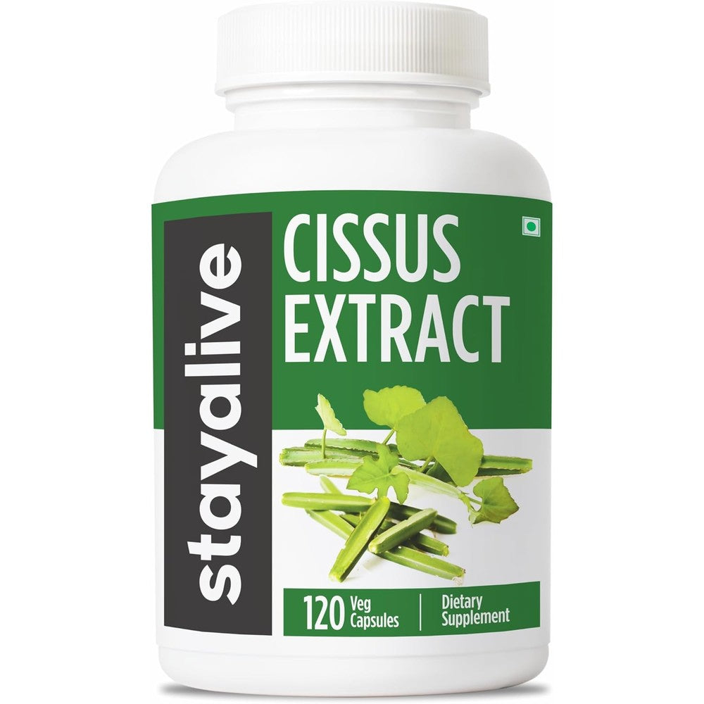 Stay Alive Cissus Quadrangularis 1000mg 120 capsules front bottle view for bone wellness