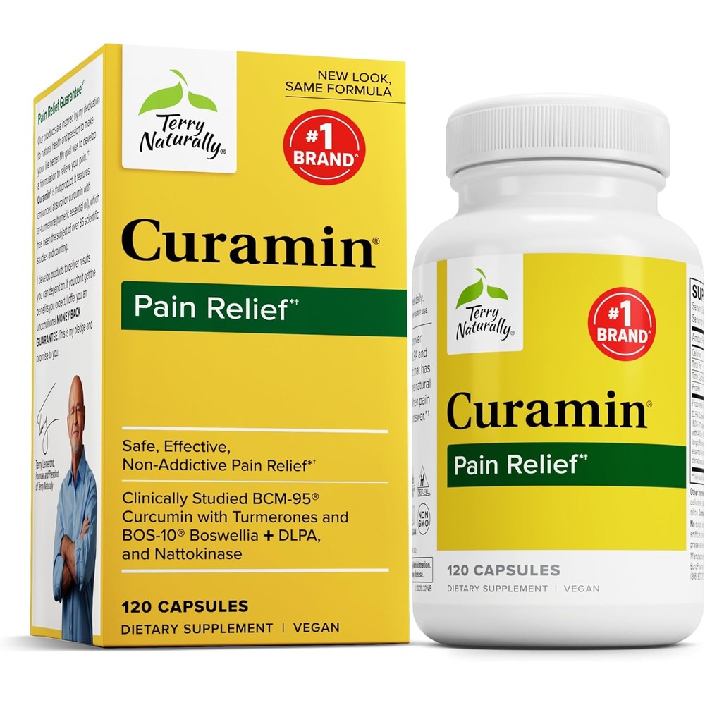 Terry Naturally Curamin 120 Capsules front view pain relief supplement