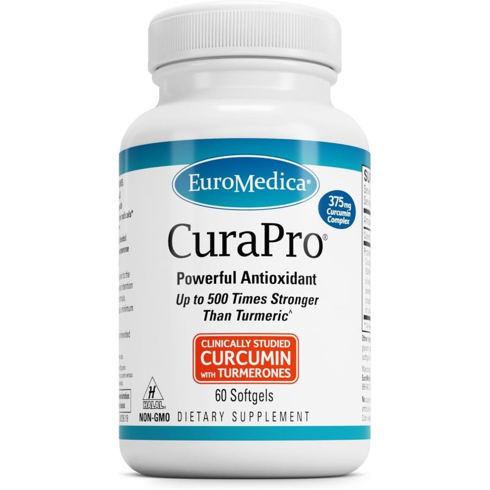 EuroMedica CuraPro 375mg 60 softgels front view packaging