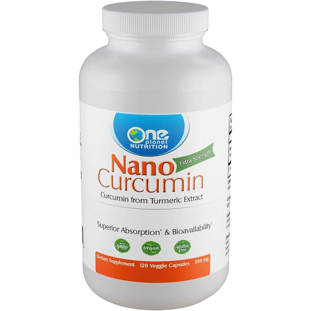 One Planet Nutrition Nano Curcumin 500mg 120 Capsules bottle front view
