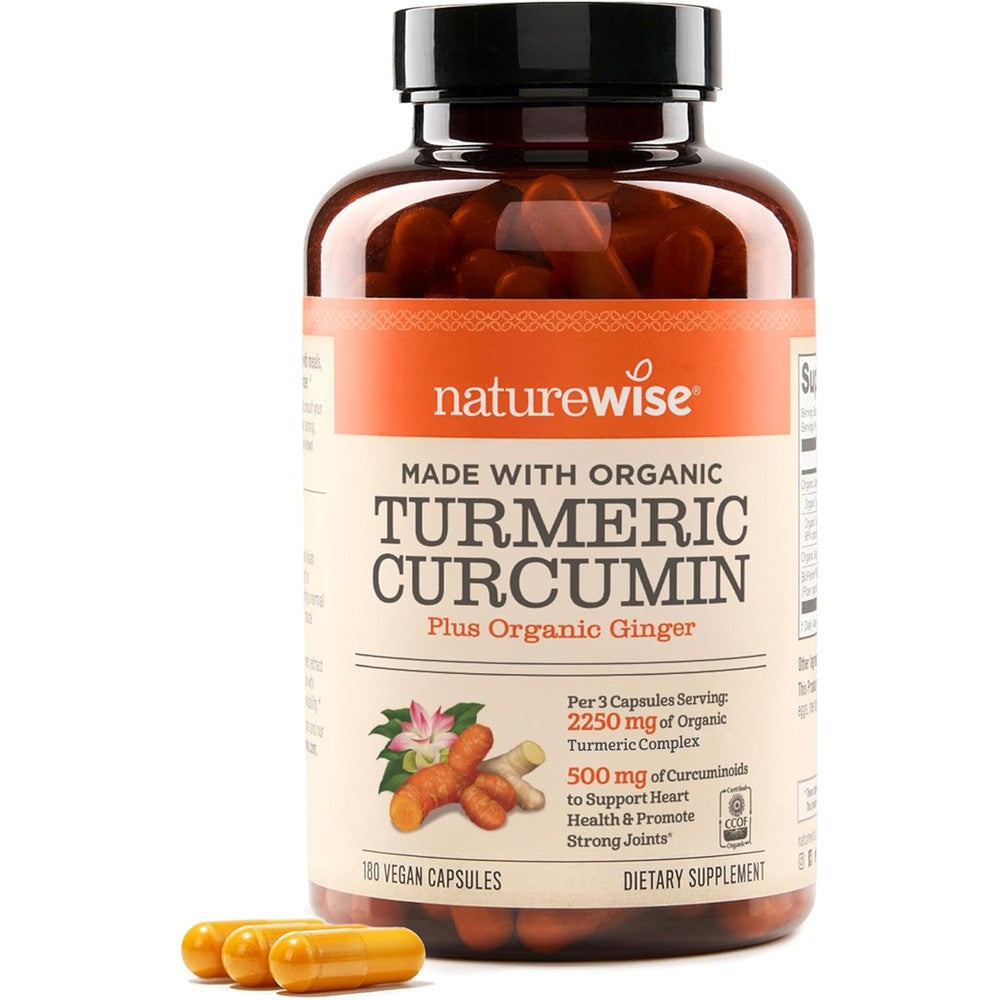 NatureWise Curcumin Turmeric 2250mg bottle front view with BioPerine