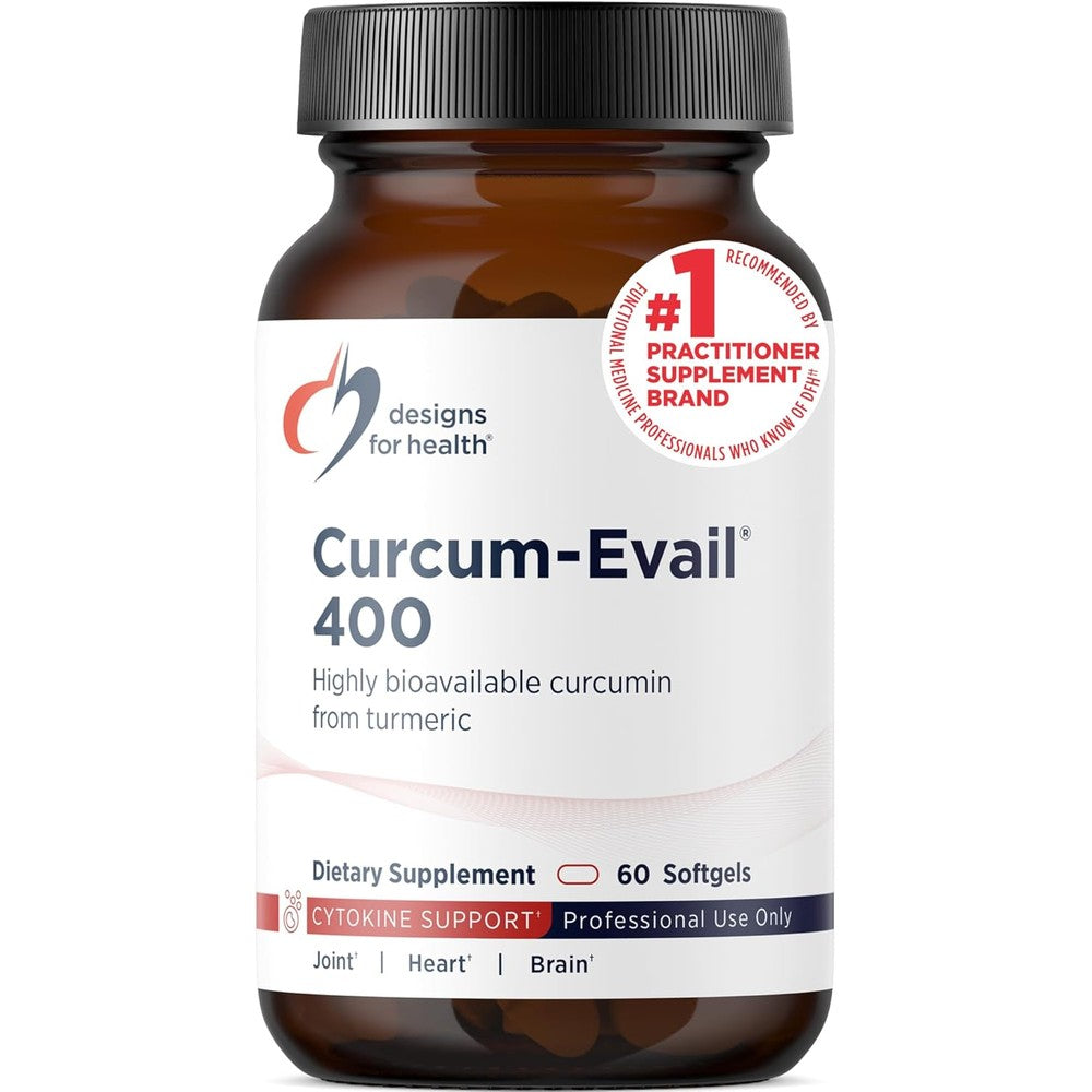 Designs For Health Curcum Evail 400 front view of bottle
