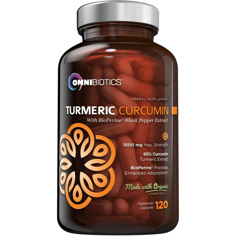 OmniBiotics Organic Turmeric Curcumin 1500mg bottle front view