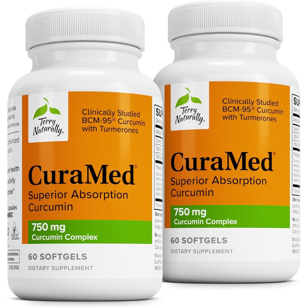 Terry Naturally CuraMed 750mg curcumin complex supplement bottle front view