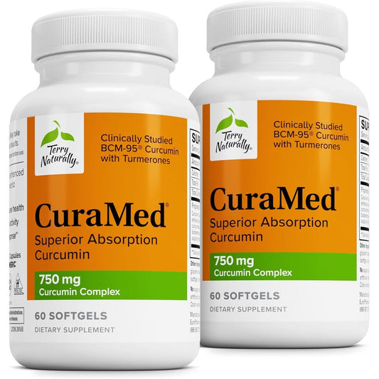 Terry Naturally CuraMed 750mg curcumin complex supplement bottle front view