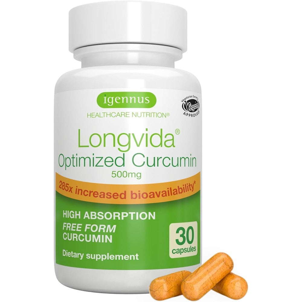 Igennus Longvida Lipidated Curcumin 500mg 30 Capsules front view