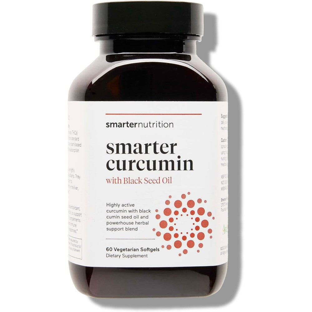 Smarter Nutrition Curcumin 400mg bottle front view with black seed oil label