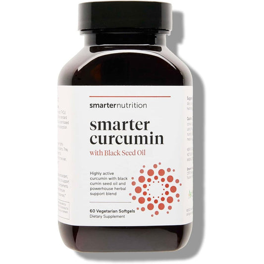 Smarter Nutrition Curcumin 400mg bottle front view with black seed oil label