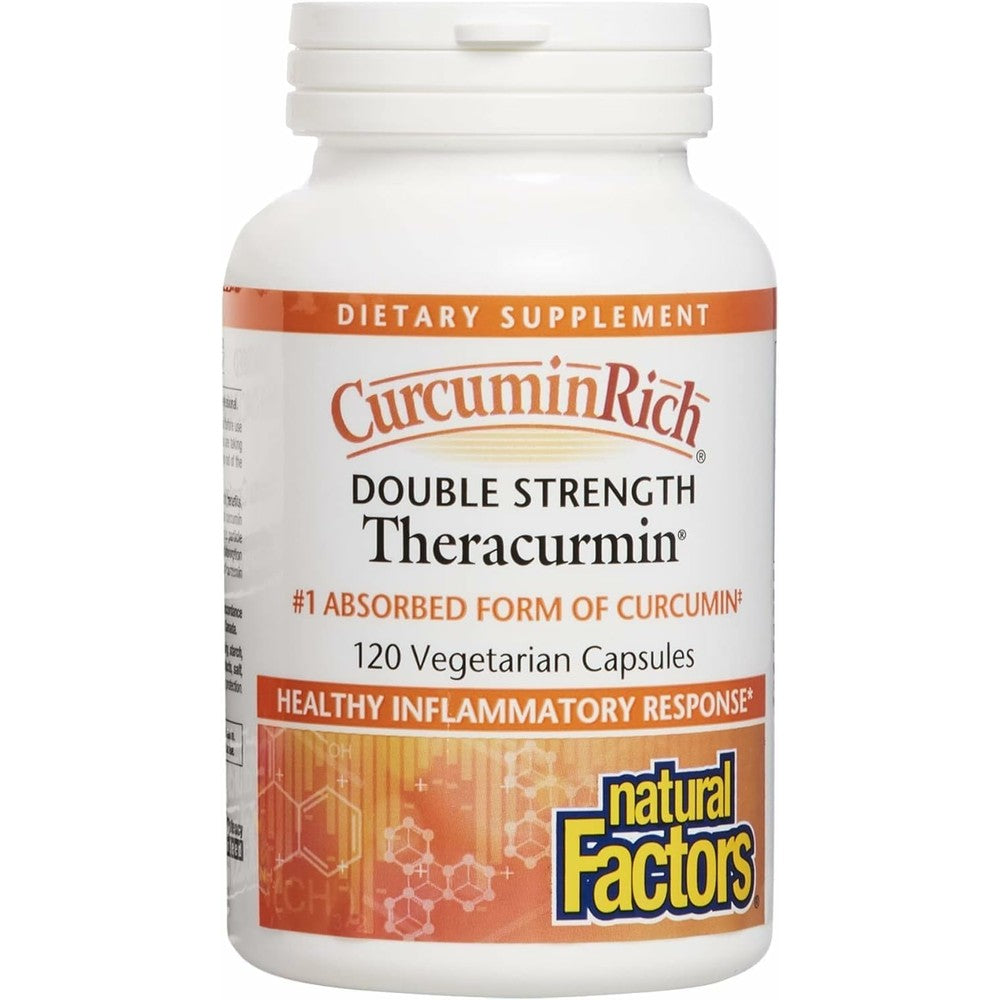 Natural Factors CurcuminRich Double Strength Theracurmin 120 capsules front view
