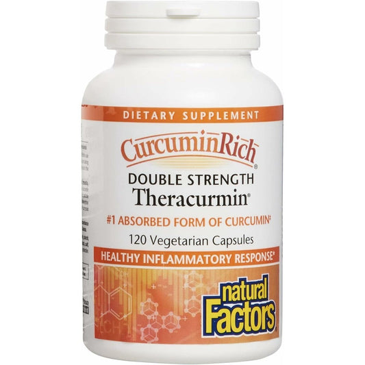 Natural Factors CurcuminRich Double Strength Theracurmin 120 capsules front view