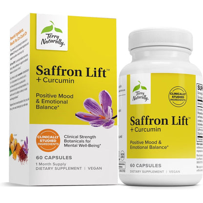 Terry Naturally Saffron Lift plus Curcumin supplement bottle front view