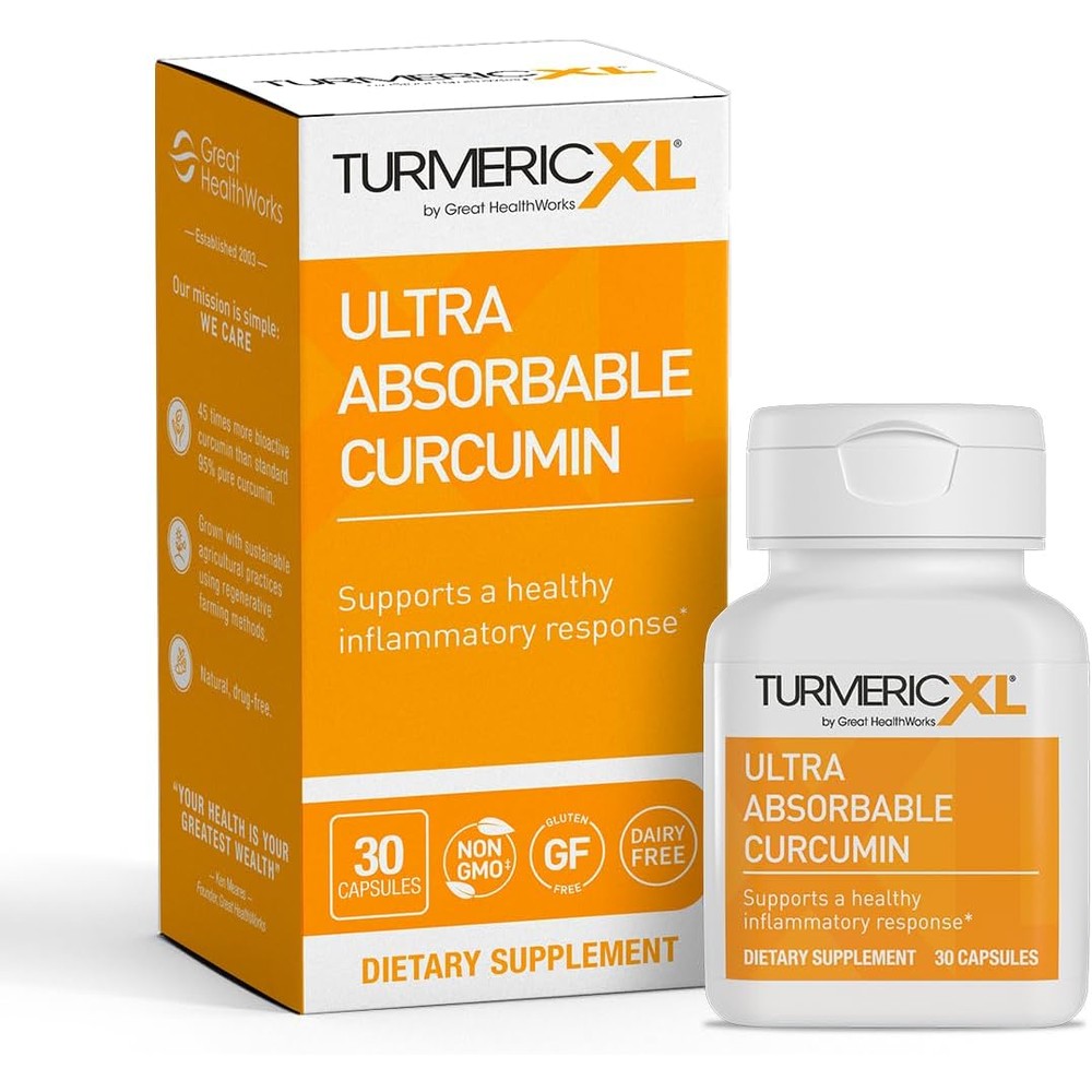 OmegaXL TurmericXL 30 capsules box front view for joint support.