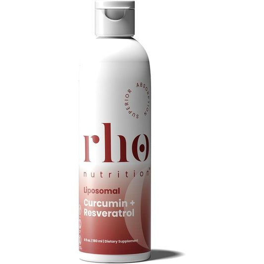 Rho Nutrition Liposomal Curcumin plus Resveratrol liquid bottle front view