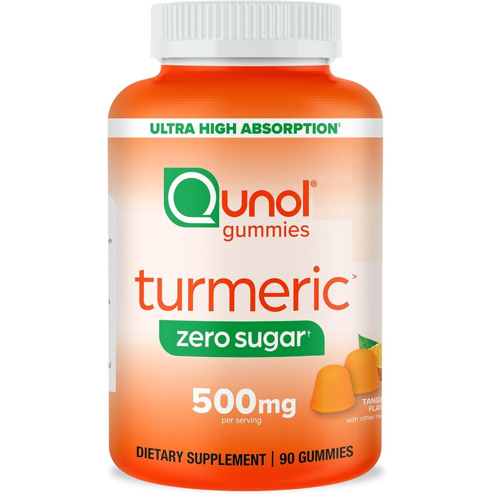 Qunol Zero Sugar Turmeric Curcumin Gummies front bottle view
