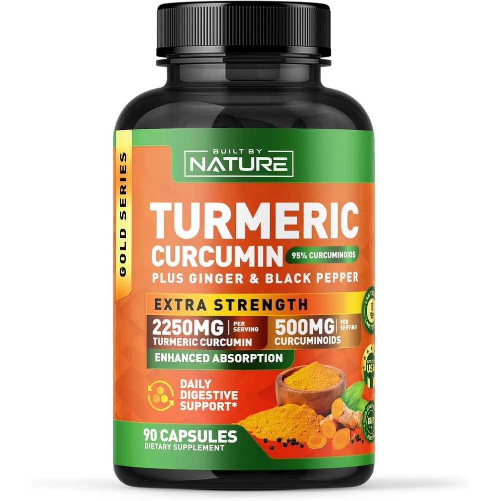 Built By Nature Turmeric Curcumin 2250mg bottle front view