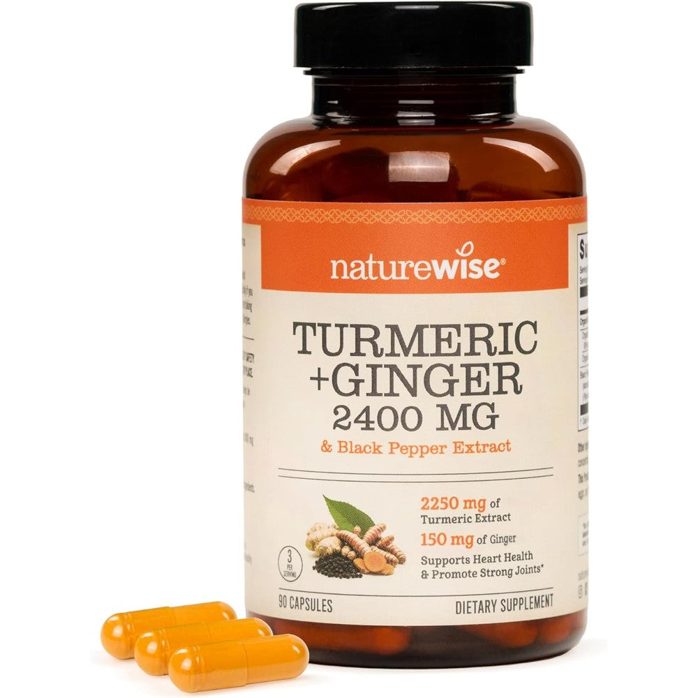 NatureWise Turmeric Curcumin Plus Ginger 2400mg bottle front view