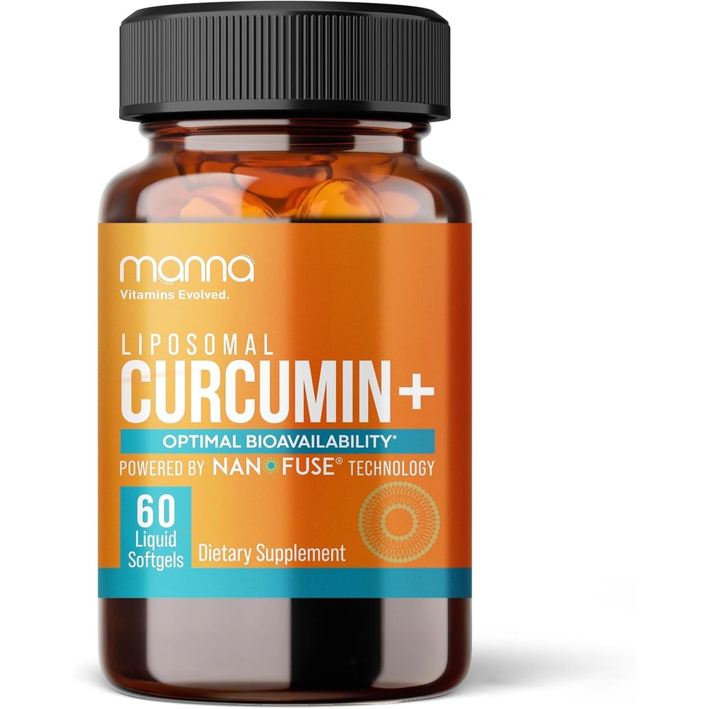 Manna Vitamins Evolved Liposomal Curcumin 500mg softgel bottle front view