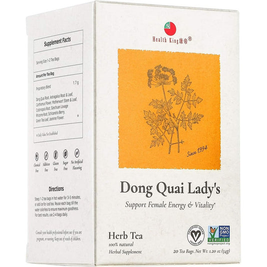Health King Dong Quai Ladys Herb Tea front view of packaging for female vitality