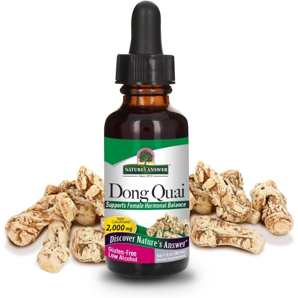 Nature's Answer Dong Quai Root 2000mg liquid extract front view for female hormonal support.