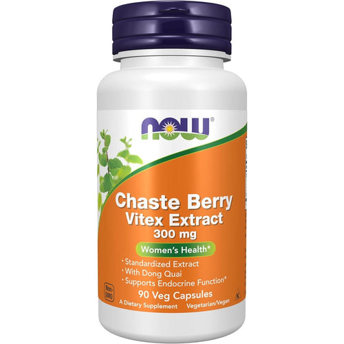 NOW Foods Chaste Berry Vitex Extract 300mg capsules for women's hormonal wellness