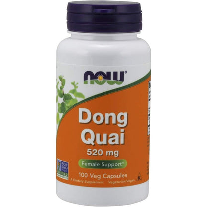 NOW Foods Dong Quai 520 Milligrams 100 Vegetable Capsules twin pack front view for female reproductive wellness.