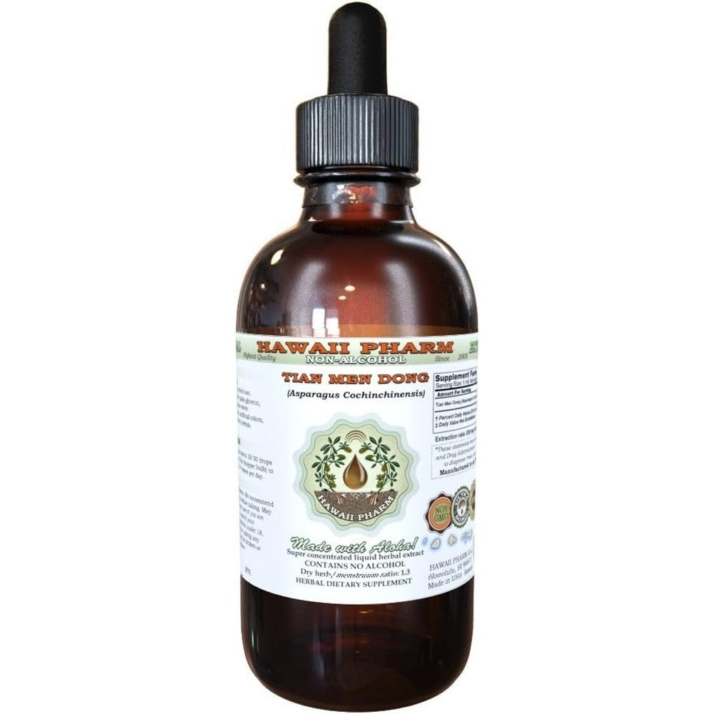 Hawaii Pharm Tian Men Dong Alcohol Free Liquid Extract front view bottle for natural respiratory wellness