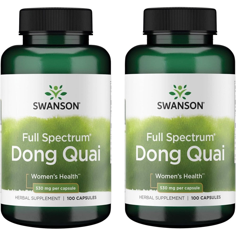 Swanson Full Spectrum Dong Quai 530 Milligrams 100 Capsules 2 Pack front view bottle