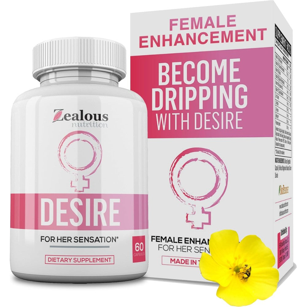 Zealous Nutrition Desire Female Libido Support front view supplement for women