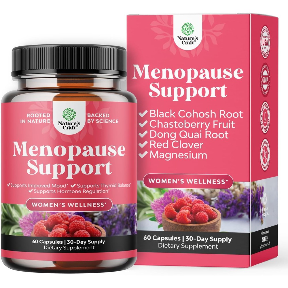 Natures Craft Complete Menopause Support bottle front view showing product name and sixty herbal capsules count
