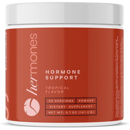 Hermones Hormone Balance for Women powder tub front view showing tropical flavor