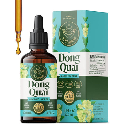 HERBAMAMA Dong Quai supplement for women four fluid ounce front bottle view