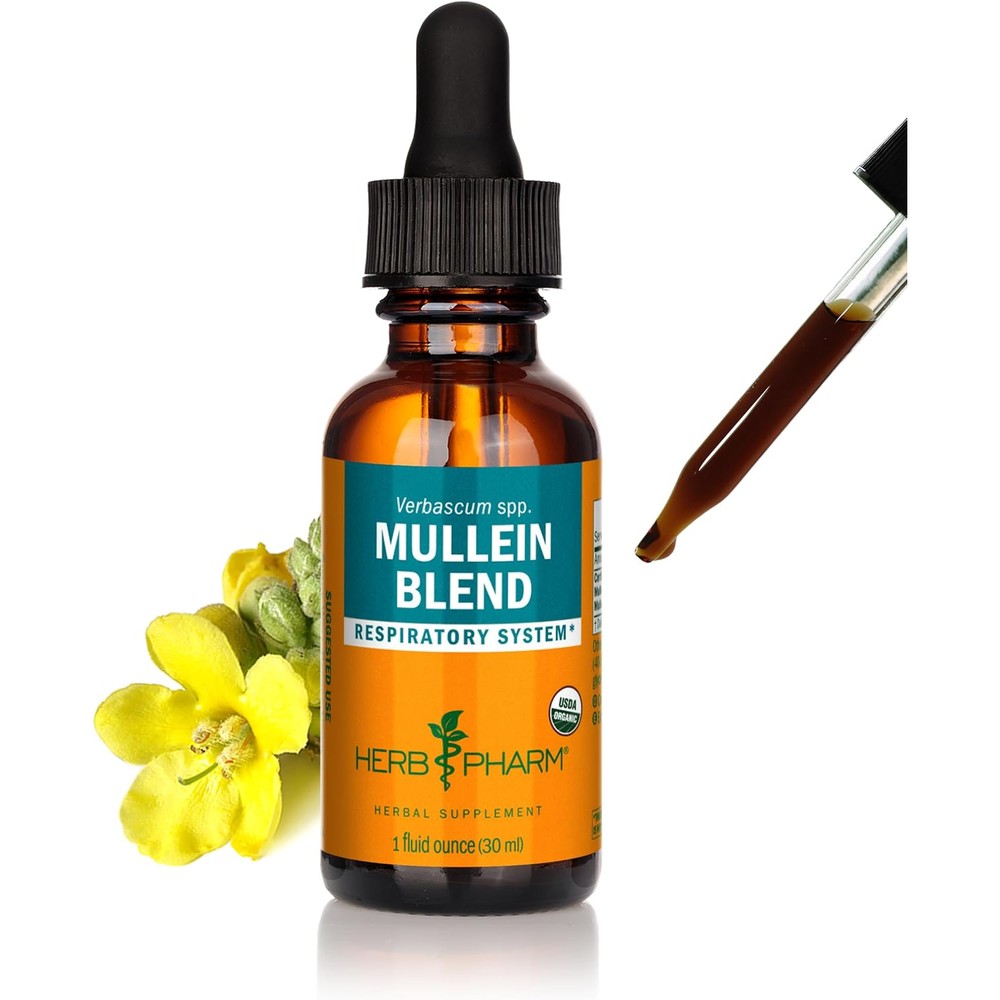 Herb Pharm Certified Organic Mullein Blend liquid extract bottle front view
