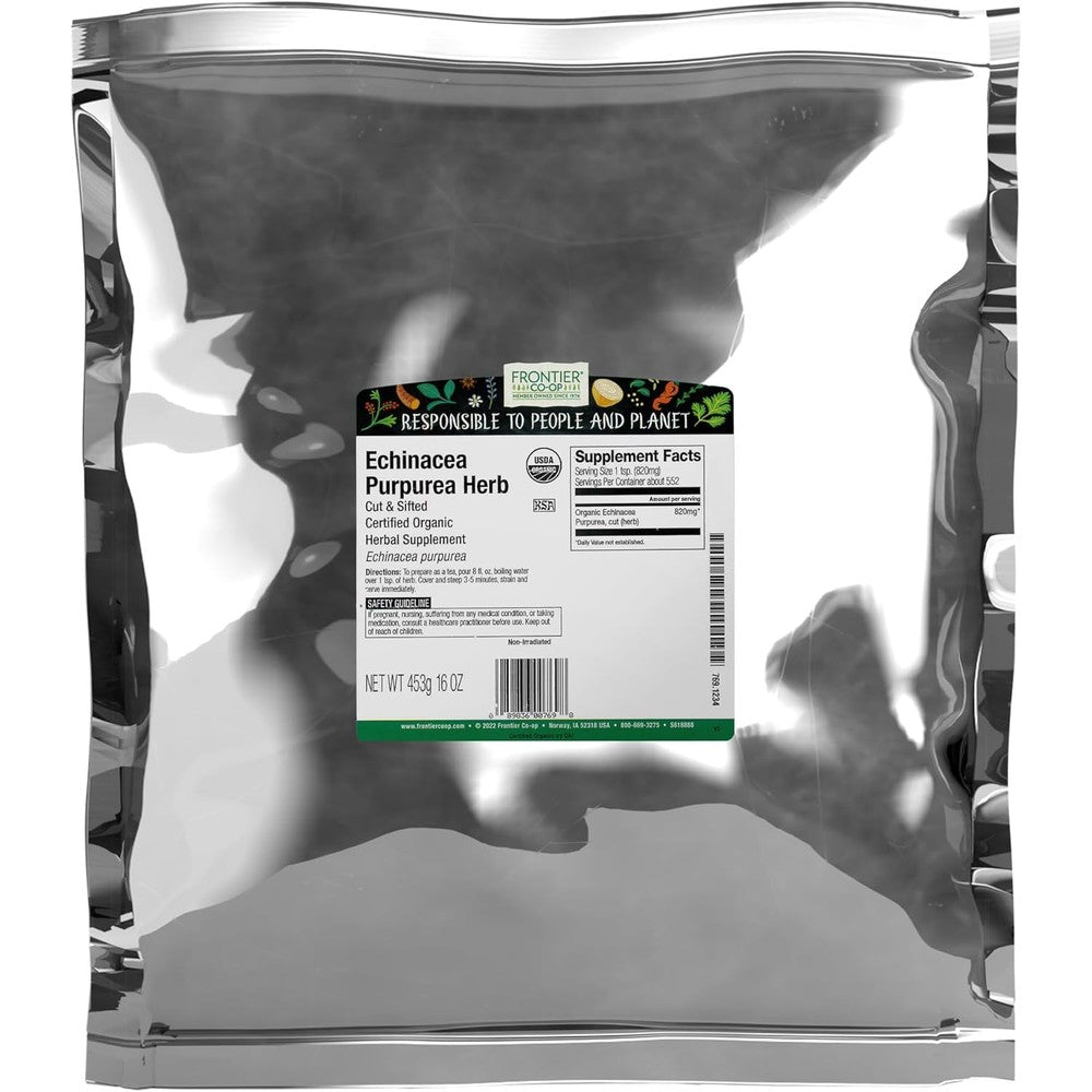 Frontier Co-op Organic Echinacea Purpurea Herb 16 Ounce bag front view