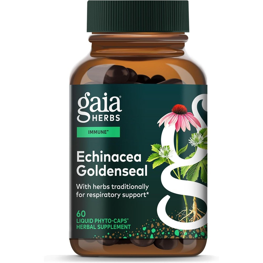 Gaia Herbs Echinacea Goldenseal immune support supplement bottle front view