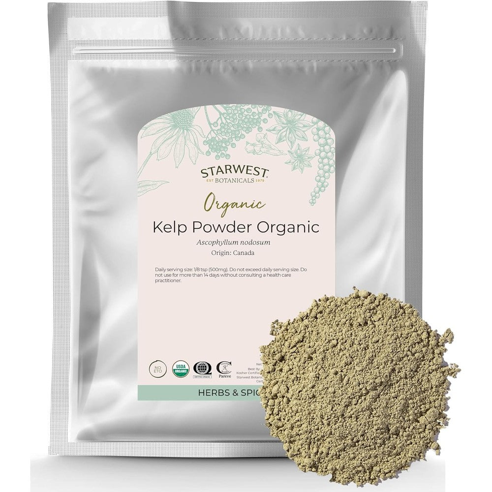 Starwest Botanicals Organic Kelp Powder 1 Pound bag front view