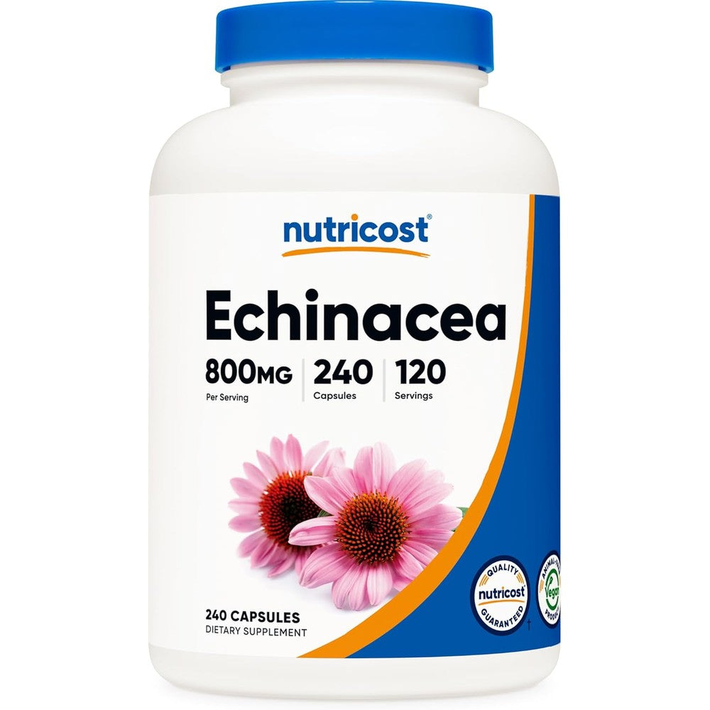 Nutricost Echinacea 800mg 240 capsules front view for immune support