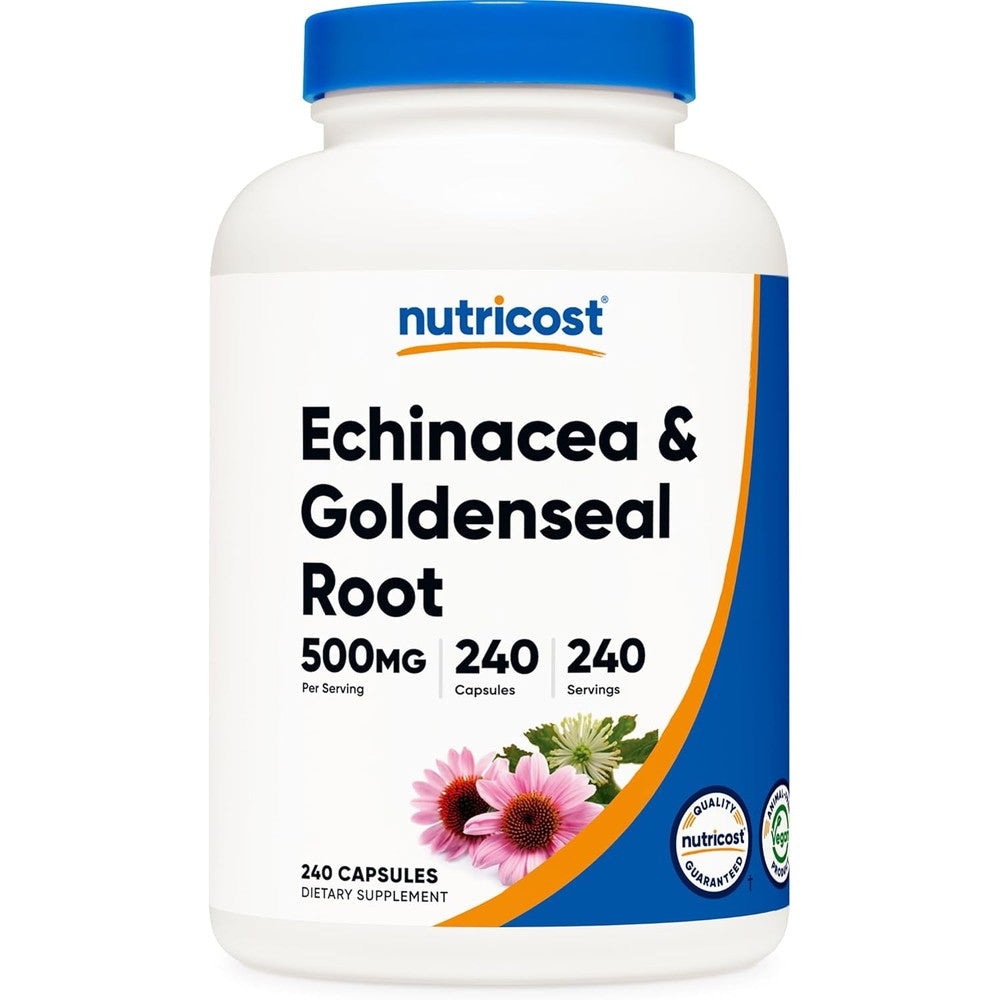 Nutricost Echinacea and Goldenseal Root 500mg 240 Capsules front view