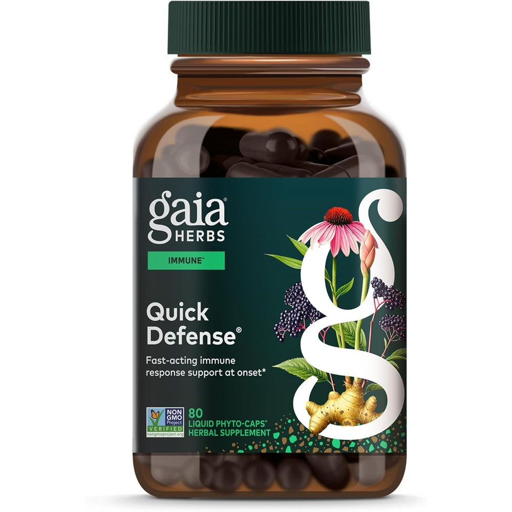 Gaia Herbs Quick Defense fast acting immune support bottle front view