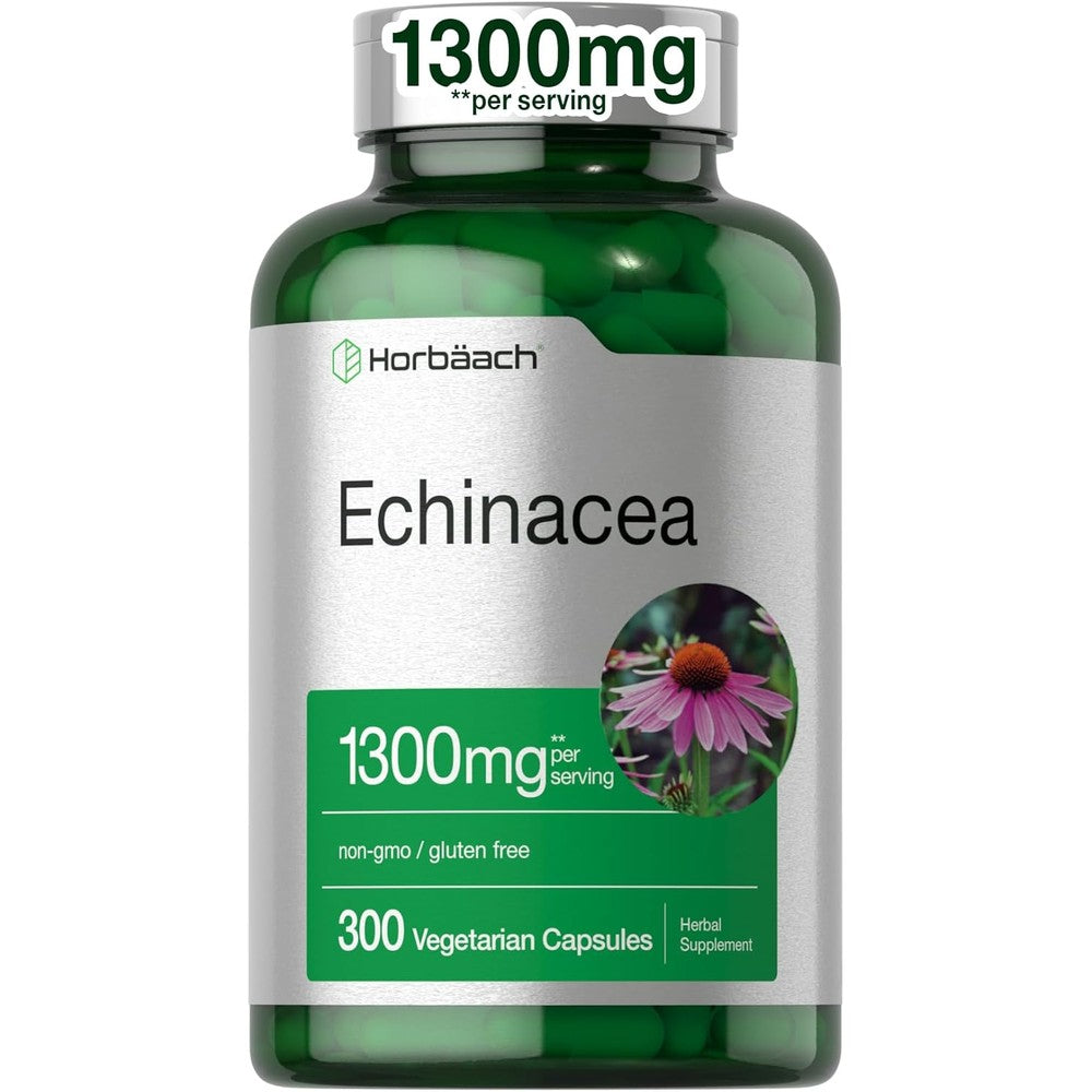 Horbäach Echinacea Extract Capsules 1300mg front view bottle