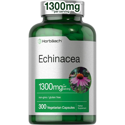 Horbäach Echinacea Extract Capsules 1300mg front view bottle