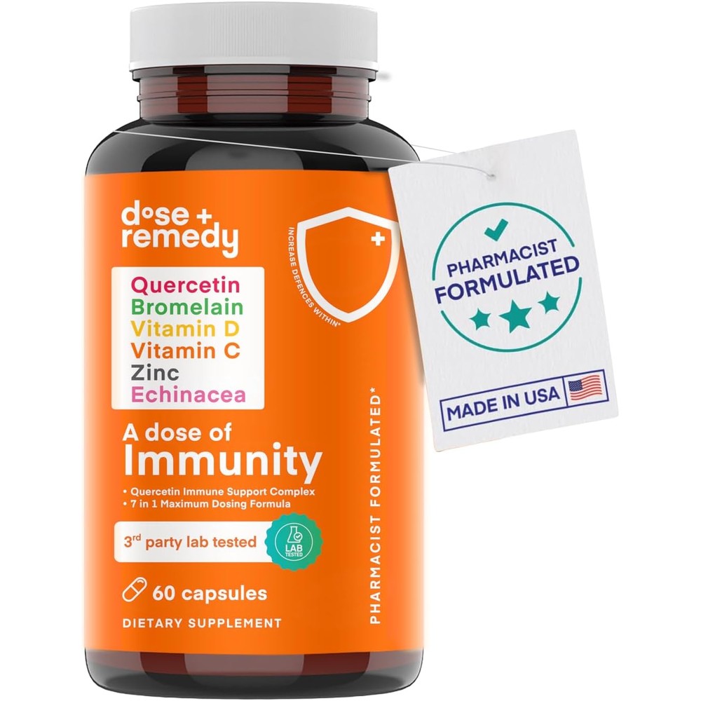 A Dose of Immunity Quercetin with Vitamin C, Zinc, and D 60 bottle