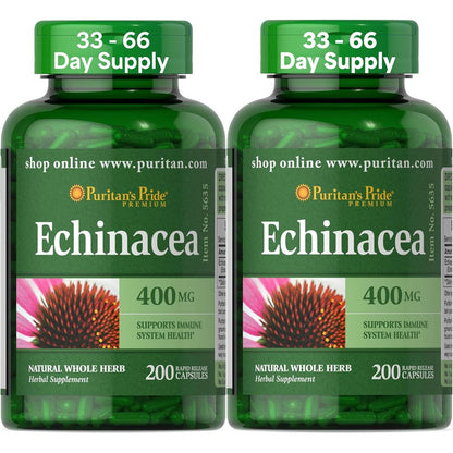 Puritans Pride Premium Echinacea 400mg front bottle view