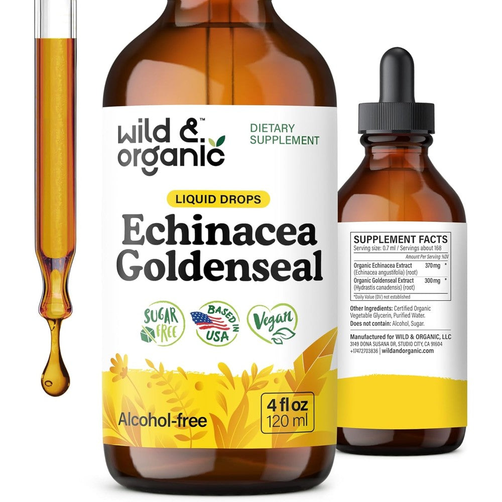 Wild and Organic Echinacea Goldenseal immune support drops front view