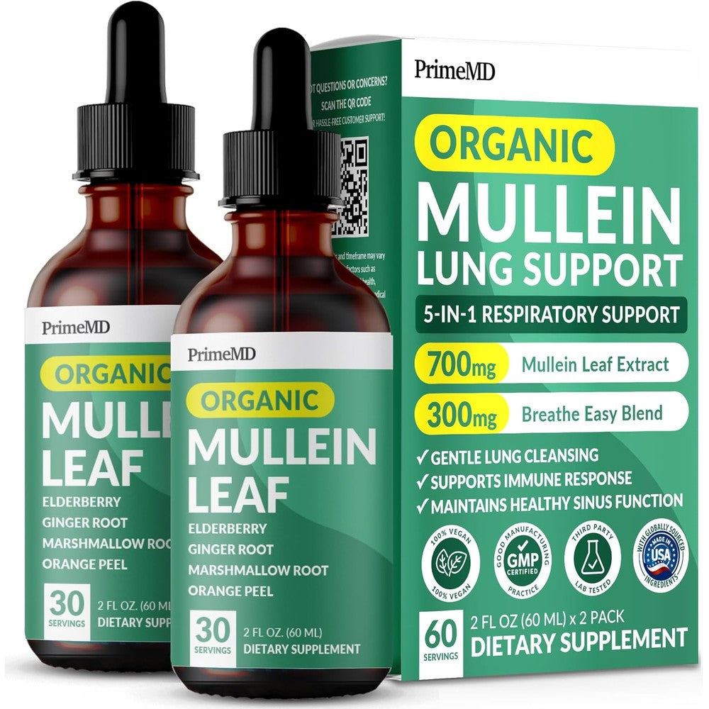 PrimeMD 5-in-1 Mullein Drops respiratory supplement front view