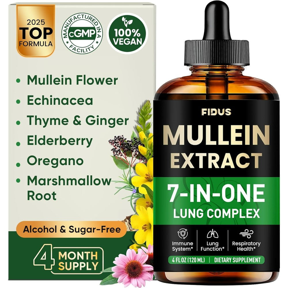 Fidus Mullein Flower and Leaf Extract respiratory support drops front view