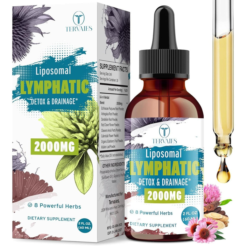 Tervaies Liposomal Lymphatic Detox and Drainage Drops front bottle view
